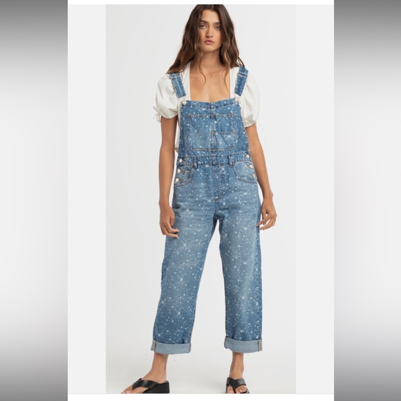 🎉LAST PIECE🎉Free People Ziggy Denim Overalls - Beach Splatter - Picture 8 of 11